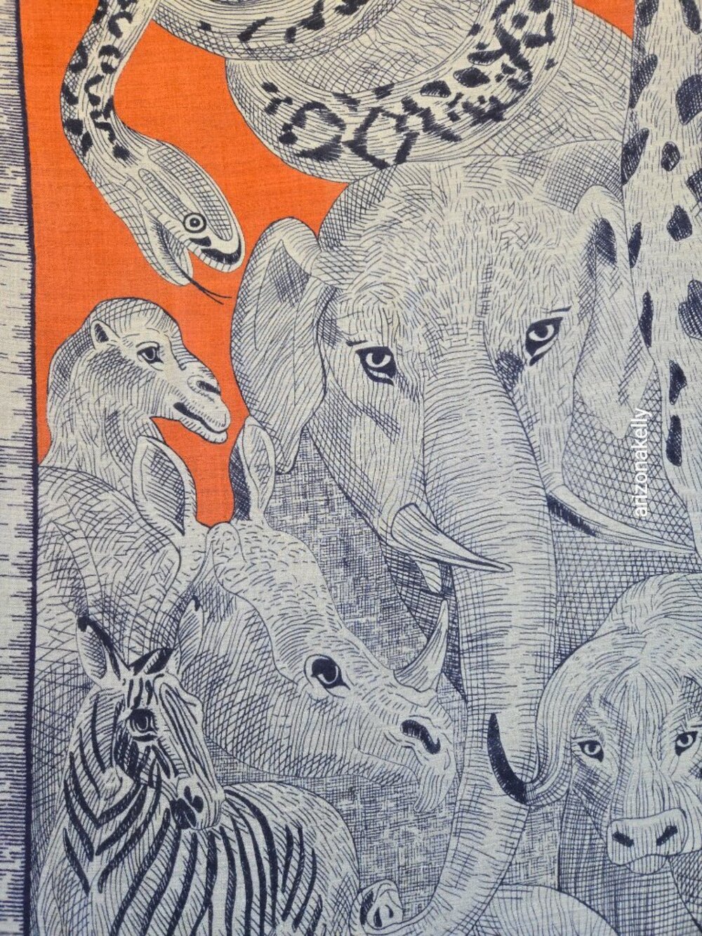 NWOT Inouitoosh Wool Scarf Safari African Animals Elephant Lion Giraffe Zebra - Picture 6 of 12